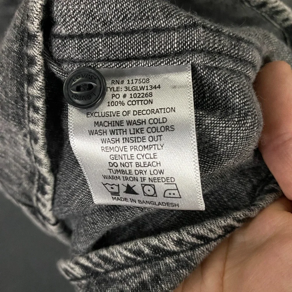 Levis Denim Shirt Mens Medium Gray Stonewash Utility Workwear Overshirt Western